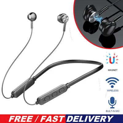 Magnetic Bluetooth 5.0 Wireless Neckband Earphones Headphones Headset Handsfree • £4.99