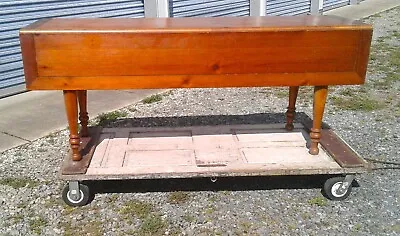 Vintage Pine Long Drop Leaf Farm Harvest Table 1980s • $257.50