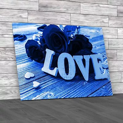 Romantic Bedroom Inspiration Creating Love With  Blue Canvas Print Large • £18.95