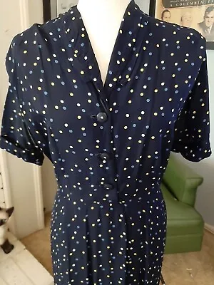 Vintage 50s Polka Dot Shirtwaist Day Dress Sz Xl • $69.95