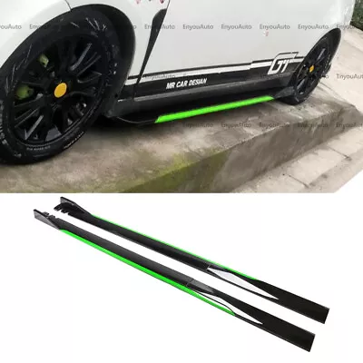 For Volvo S60 S80 S90 86  Side Skirt Extension Rocker Panel Splitter Black Green • $69.35