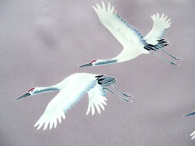 [AYANE]  FLYING CRANE BIRDS 2 - Japanese Silk  KIMONO Fabric • £5.99