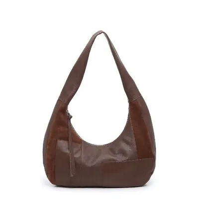 Crown Vintage - Clayr - Leather Hobo Bag - Dark Brown • $67.99