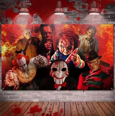 Halloween Horror Movie Characters Wall Window Backdrop Banner Home Decors UK • £12.25