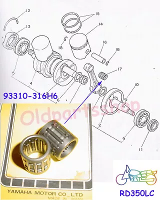 Yamaha RD350LC RD350YPVS RZ350 Crankshaft Bearing X2 NOS CRANK SHAFT 93310-316H6 • $89.36