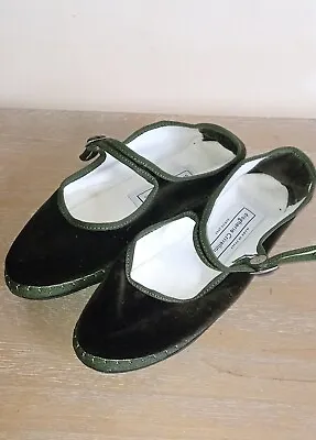 *DROGHERIA CRIVELLINI* Green Velvet Flat Shoes • £42