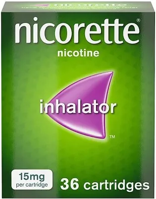 £31.98 • Buy Nicorette Inhalator 15mg Nicotine 36 Cartridges Pack Light Heavy Smokers Quit 
