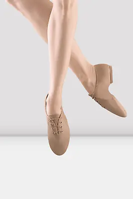 BLOCH S0405 'Jazz Soft' Tan Leather Split Sole Lace Up Jazz Shoes Bloch4 UK1.5 • £14