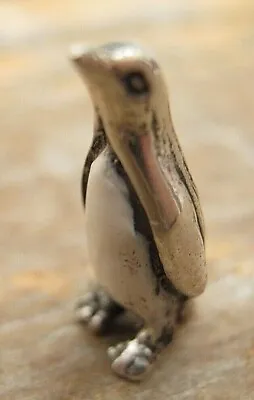 Beautiful 925 Solid Silver & Enamel Miniature Rock Hopper Penguin Chick • £0.99