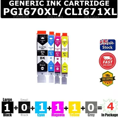 4x Generic Ink PGI-670XL CLI-671XL For Canon MG5760 MG6860 TS5060 MG7760 TS8060 • $8.80