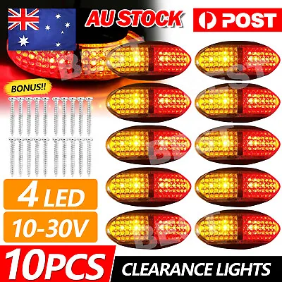 $20.95 • Buy 10x Red Amber LED Clearance Lights Side Marker Lamp Trailer Truck Caravan Lorry