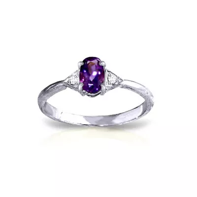$275 • Buy Solid 14k White Gold 0.46Ct Amethyst Gemstone Ring W Diamond Accents Size 5-11