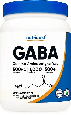 Nutricost Pure GABA 500g Powder (Gamma Aminobutyric Acid) 1000 Servings • $21.98