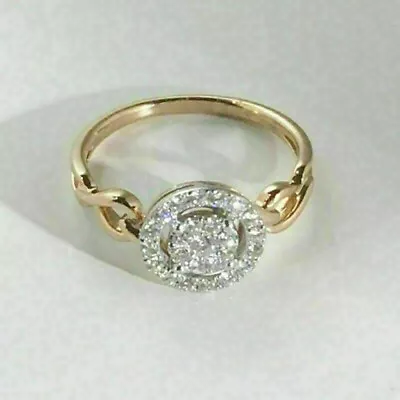 2Ctw Round Cut Moissanite Wedding Halo Engagement Ring In 14K Yellow Gold Plated • $119.67