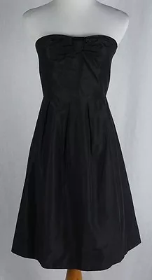 J Crew Dress Size 8 Sangle Strapless Silk Taffeta Black New  • $29.99