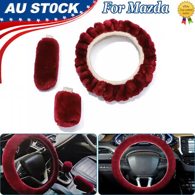 Faux Winter Sheepskin Car Steering Wheel Covers Interior Parts 3pcs For Mazda • $20.28