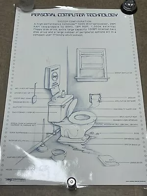 1989 Vintage Personal Computer Tech / Toilet Bathroom Poster By AAG 35 X23  • $26