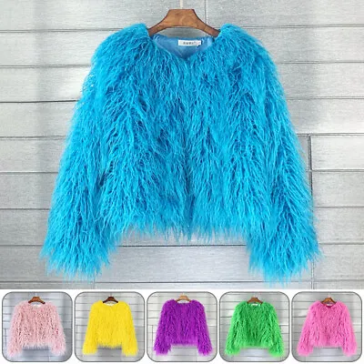 £41.65 • Buy Women Shaggy Faux Fur Coat Winter Warm Jacket Fluffy Cardigan Overcoat Outwear