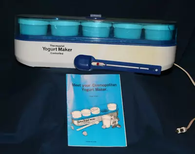 Vintage Salton Thermostat Controlled Yogurt Maker BLUE With Glass Cups & More! • $18