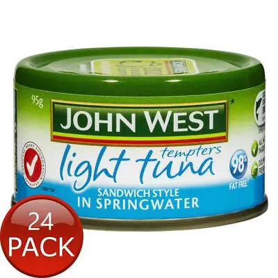 $87.78 • Buy 24 X John West Tempters Light Tuna In Springwater Seafood Omega 3 Can Goods 95G