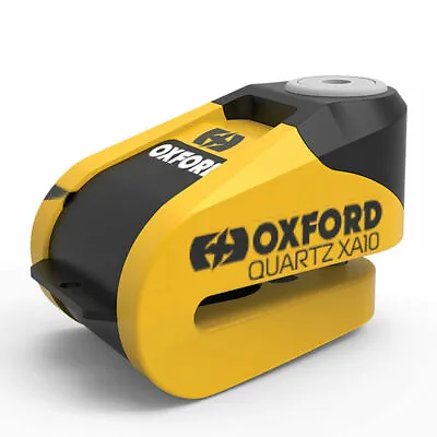 Oxford Quartz XA10 Alarm Disc Lock (10mm Pin) LK216 Yellow/Black • £35.58