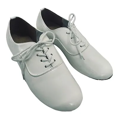 Men US Size 11.5 Ballroom Latin Tango Jazz Suede Sole Lace Up White Dance Shoe • $74.99