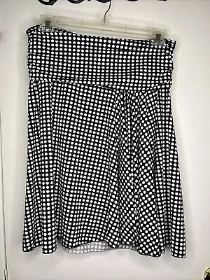 Women’s Skirt Size XL Max Edition Black & White Polka Dots Knee Length Flare • $7.99