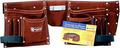 10 Pocket Tool Belt Leather Pouch Builders Suede Apron Work Bag Holder Nail • £10
