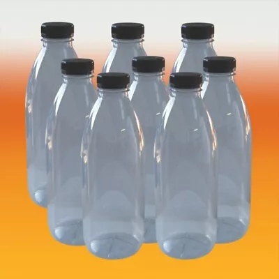 Clear P.E.T Plastic Juice Bottle With Cap - 250ml - Pack Of 8 - Water Drinks • £8.33