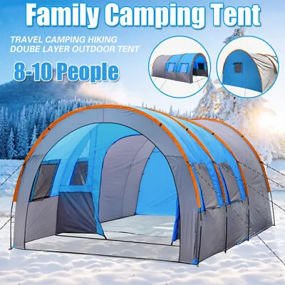 Portable Large 8-10 Man Camping Tent Family Group Outdoor Hiking Travel Room • £80