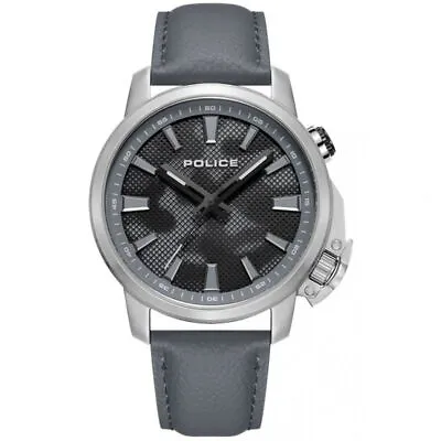 Police Mens Watch With Black Dial And Grey Leather Strap PEWJD2202702 • £66.90