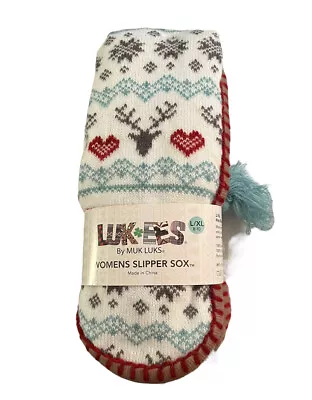 Luk-Ees By Multiple-Luks Slipper Socks Tasseled Multicolor Womens Size L/XL 8-10 • $23.70