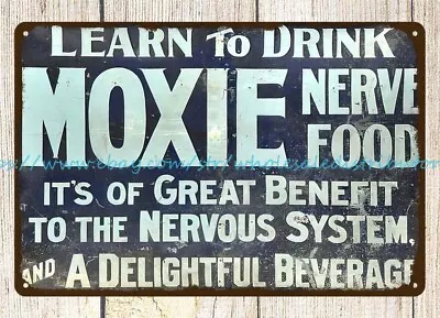 Early Moxie Drink Beverage Nerve Food Metal Tin Sign Art Cafe Bar Online • $18.86