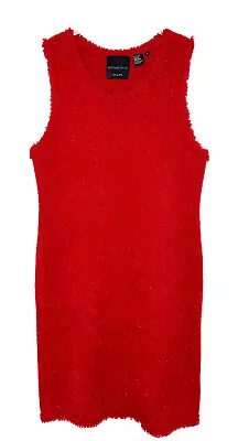 Michael Simon Women’s Red Metallic Knit Twill Sleeveless Flare Dress Size XL • $49.99