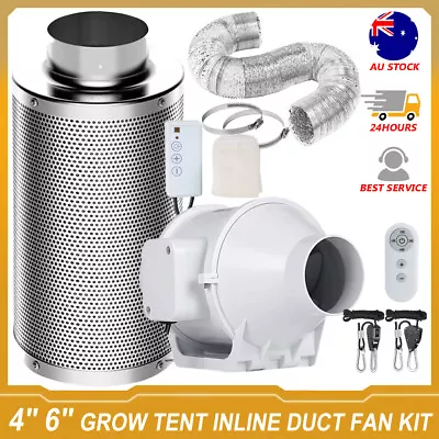 4  6  Grow Tent Inline Duct Fan Kit Ventilation Carbon Filter W/Speed Controller • $135.99
