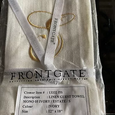 Set Of 6 FRONTGATE Linen Guest Towels/Napkins Ivory 18 X 12 Monogrammed Letter S • $10