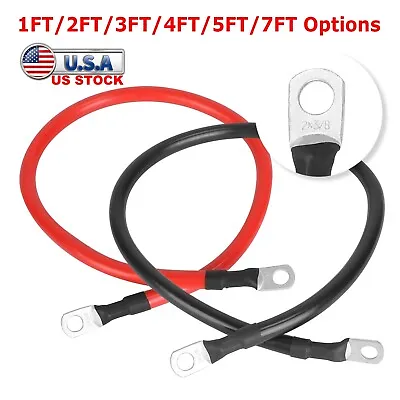 2x Battery Cable Positive &Negative 2 Gauge AWG Copper F/Car Truck RV Boat Solar • $29.23