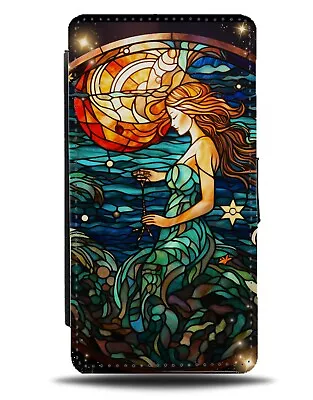 Stained Glass Mermaid Swimming Flip Wallet Case Mermaids Window Art Design CQ53 • £19.99