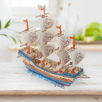  Model Ship Hand Decor Nautical Dining Table Seaside Accessories Wooden Boat • £13.99
