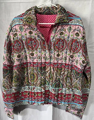 UbU Paisley Vibrant Colors Quilted Women’s Reversible Jacket Size L • $28