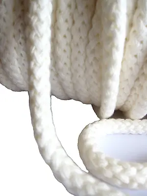 White Ivory Cord  - SOLD PER 1m  -  Woven Cream 1cm Thick Rope Fabric String • £2.30