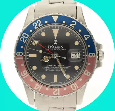 1970 Rolex GMT Master Pepsi Matte Dial #1675 Stainless Steel Watch 40 MM • $27771.26