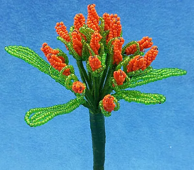 Vintage French Glass Beaded Burnt Orange Rose Bud Flower Bouquet • $16.99