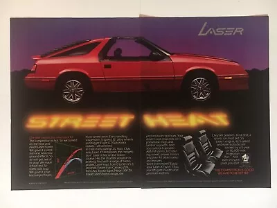 Chrysler Laser XT 1985 Vintage Print Ad Two Pages 16x11 Inches Wall Decor • $9.95