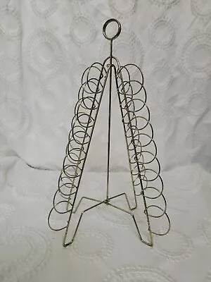 Vtg Gold Metal Christmas Tree Table Card Photo Holder Spiral Wire 12  • $19