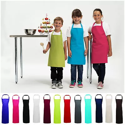 £3.99 • Buy Premium Cotton Apron Children Bib Apron Boys Girls Apron Kitchen 2 Front Pocket