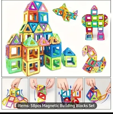 Magnetic Building Block Tile Set 58 Pieces • $4.99