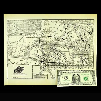 CHICAGO & NORTH WESTERN Railway Map Vintage Railroad Map Ca1935 Antique • $15.26