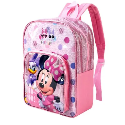 Minnie Mouse Deluxe Backpack Girls Kids Rucksack Junior Toddlers School Bag • £10.95