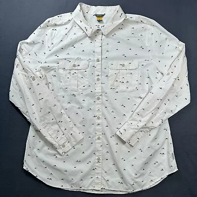 Eddie Bauer Adventurer Shirt Womens XL White Button Down Long Sleeve Hiking • $18.99